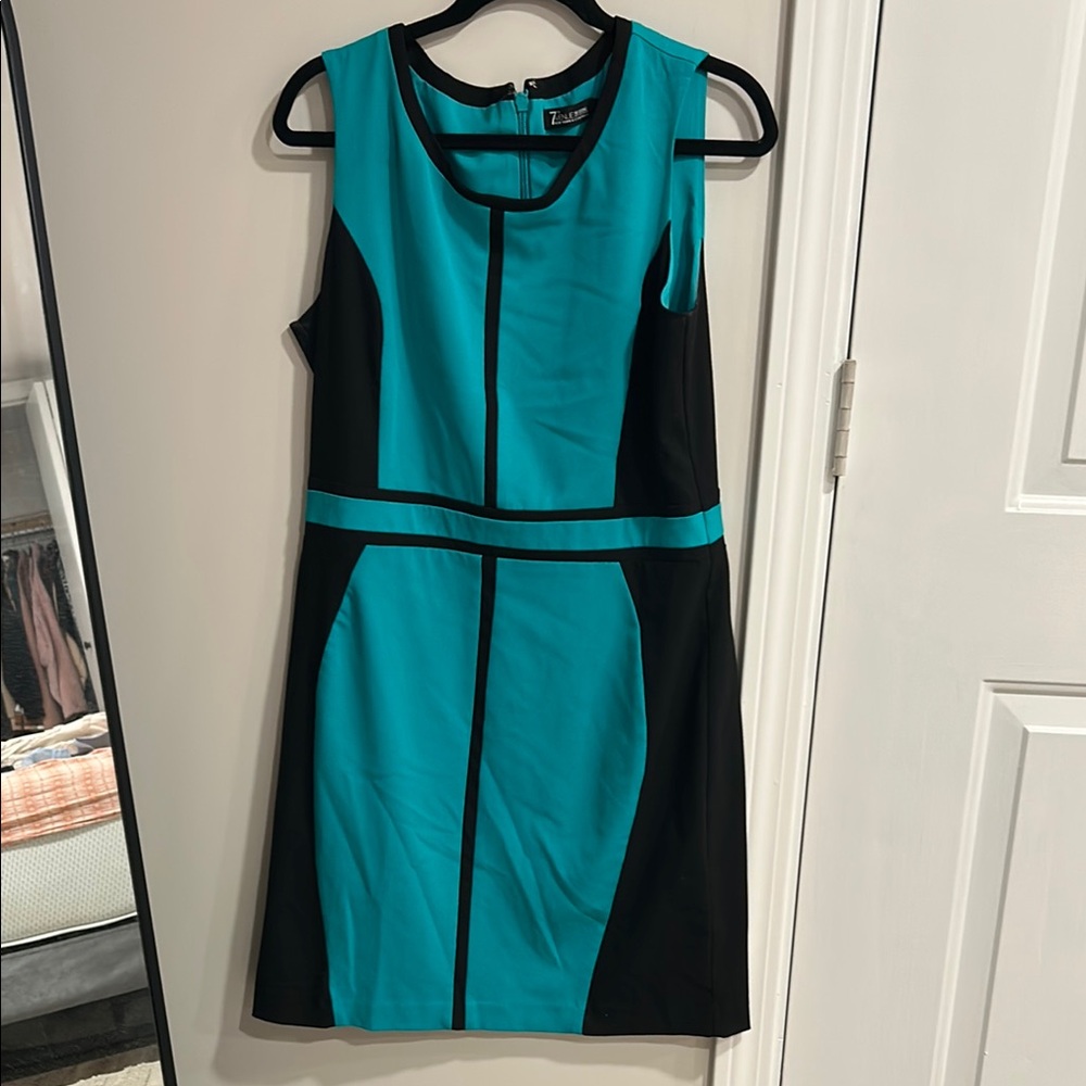 New York and Company Women's Teal and Black Dress